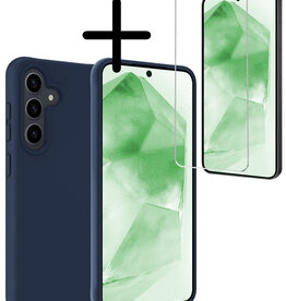 BASEY. BASEY. Samsung Galaxy A55 Hoesje Siliconen Met Screenprotector - Donkerblauw