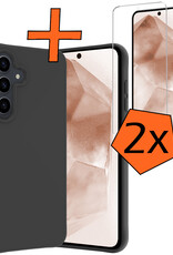 Nomfy Hoesje Geschikt voor Samsung A55 Hoesje Siliconen Cover Case Met 2x Screenprotector - Hoes Geschikt voor Samsung Galaxy A55 Hoes Back Case - Zwart
