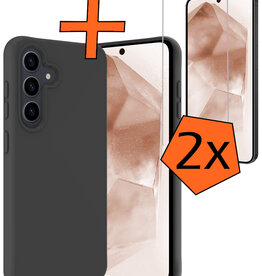 Nomfy Nomfy Samsung Galaxy A55 Hoesje Siliconen Met 2x Screenprotector - Zwart