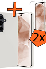 Nomfy Hoesje Geschikt voor Samsung A55 Hoesje Siliconen Cover Case Met 2x Screenprotector - Hoes Geschikt voor Samsung Galaxy A55 Hoes Back Case - Wit
