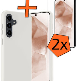 Nomfy Nomfy Samsung Galaxy A55 Hoesje Siliconen Met 2x Screenprotector - Wit