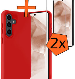 Nomfy Nomfy Samsung Galaxy A55 Hoesje Siliconen Met 2x Screenprotector - Rood