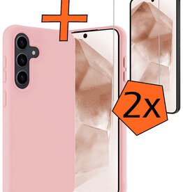 Nomfy Nomfy Samsung Galaxy A55 Hoesje Siliconen Met 2x Screenprotector - Lichtroze