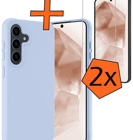 Nomfy Nomfy Samsung Galaxy A55 Hoesje Siliconen Met 2x Screenprotector - Lichtblauw