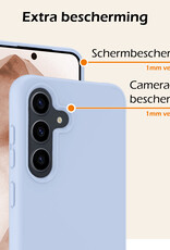 Nomfy Hoesje Geschikt voor Samsung A55 Hoesje Siliconen Cover Case Met 2x Screenprotector - Hoes Geschikt voor Samsung Galaxy A55 Hoes Back Case - Lichtblauw