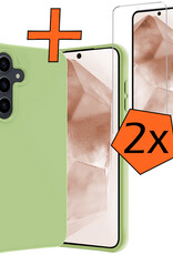 Nomfy Hoesje Geschikt voor Samsung A55 Hoesje Siliconen Cover Case Met 2x Screenprotector - Hoes Geschikt voor Samsung Galaxy A55 Hoes Back Case - Groen
