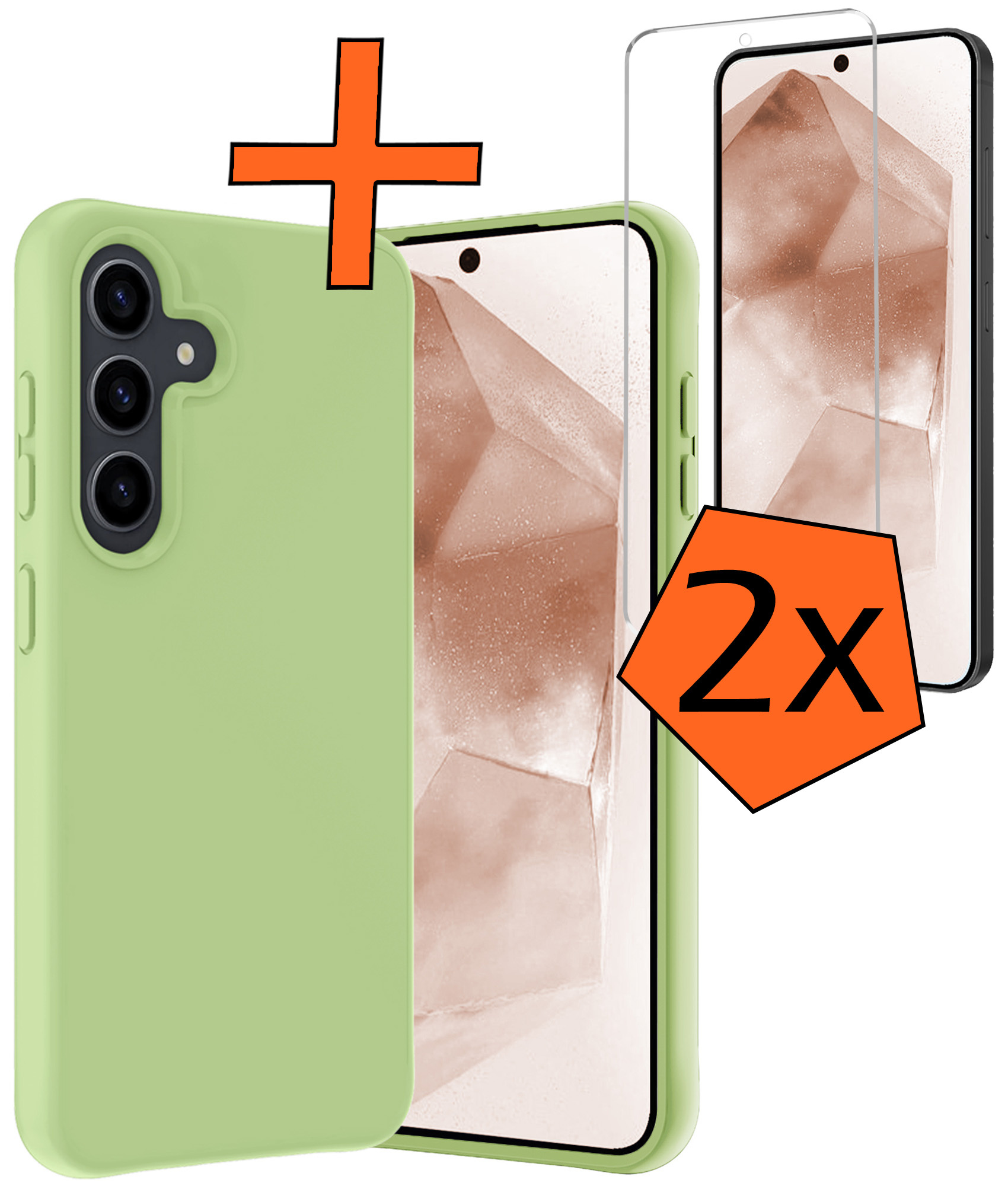 Nomfy Hoesje Geschikt voor Samsung A55 Hoesje Siliconen Cover Case Met 2x Screenprotector - Hoes Geschikt voor Samsung Galaxy A55 Hoes Back Case - Groen