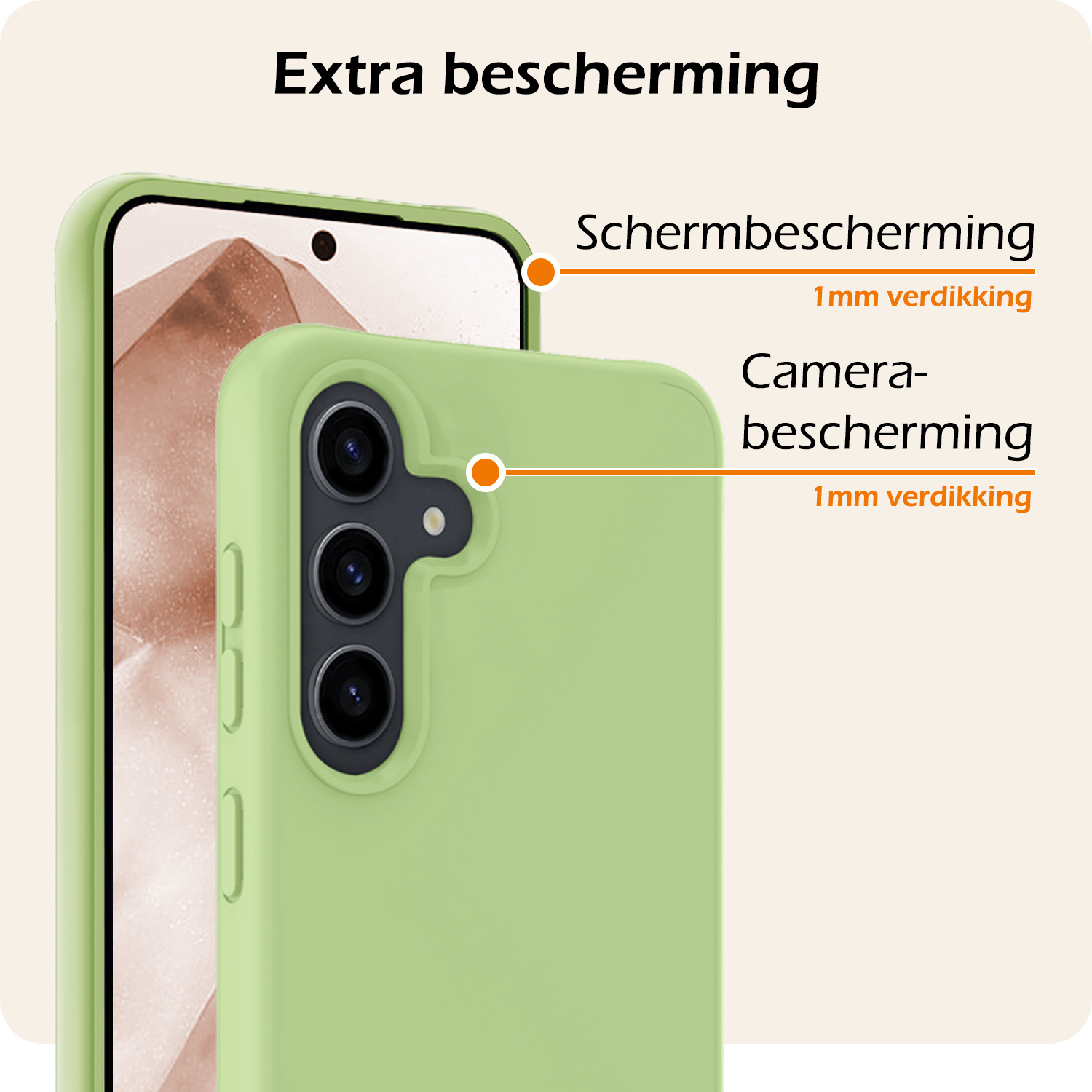 Nomfy Hoesje Geschikt voor Samsung A55 Hoesje Siliconen Cover Case Met 2x Screenprotector - Hoes Geschikt voor Samsung Galaxy A55 Hoes Back Case - Groen