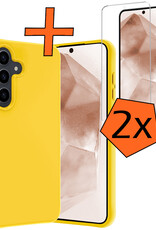 Nomfy Hoesje Geschikt voor Samsung A55 Hoesje Siliconen Cover Case Met 2x Screenprotector - Hoes Geschikt voor Samsung Galaxy A55 Hoes Back Case - Geel