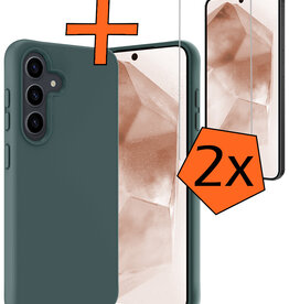 Nomfy Nomfy Samsung Galaxy A55 Hoesje Siliconen Met 2x Screenprotector - Donkergroen