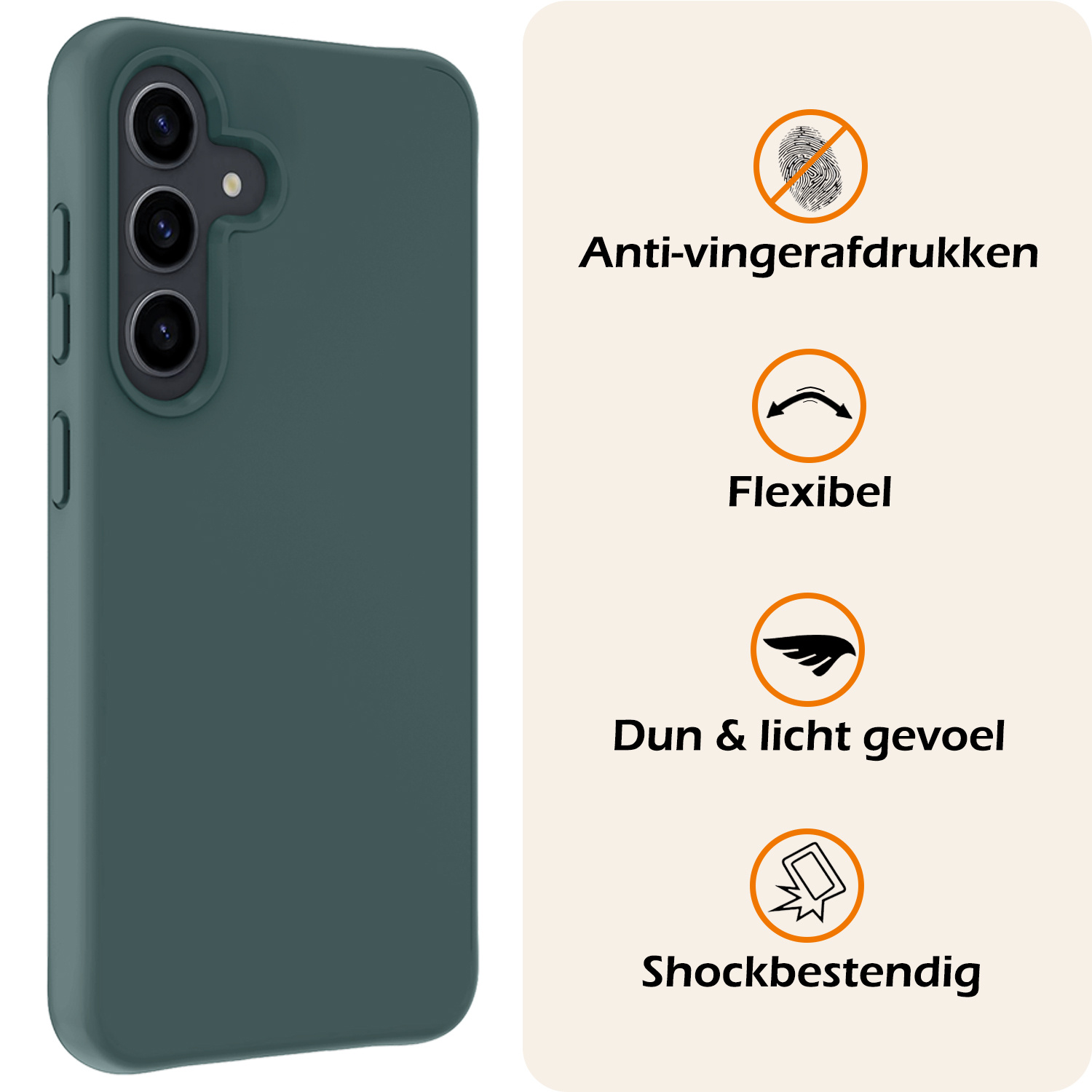 Nomfy Hoesje Geschikt voor Samsung A55 Hoesje Siliconen Cover Case Met 2x Screenprotector - Hoes Geschikt voor Samsung Galaxy A55 Hoes Back Case - Donkergroen