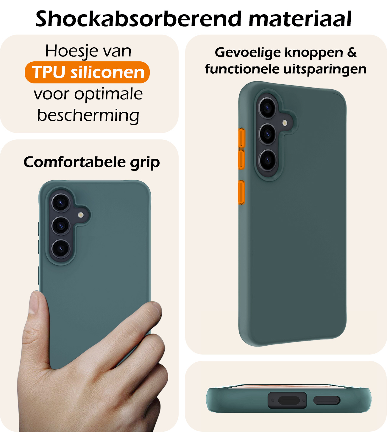 Nomfy Hoesje Geschikt voor Samsung A55 Hoesje Siliconen Cover Case Met 2x Screenprotector - Hoes Geschikt voor Samsung Galaxy A55 Hoes Back Case - Donkergroen