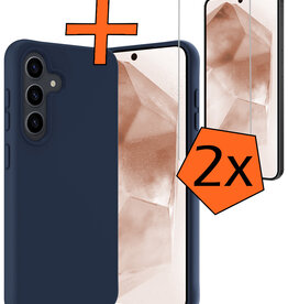 Nomfy Nomfy Samsung Galaxy A55 Hoesje Siliconen Met 2x Screenprotector - Donkerblauw