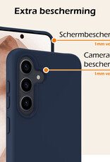 Nomfy Hoesje Geschikt voor Samsung A55 Hoesje Siliconen Cover Case Met 2x Screenprotector - Hoes Geschikt voor Samsung Galaxy A55 Hoes Back Case - Donkerblauw