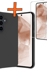 Nomfy Hoesje Geschikt voor Samsung A55 Hoesje Siliconen Cover Case Met Screenprotector - Hoes Geschikt voor Samsung Galaxy A55 Hoes Back Case - Zwart