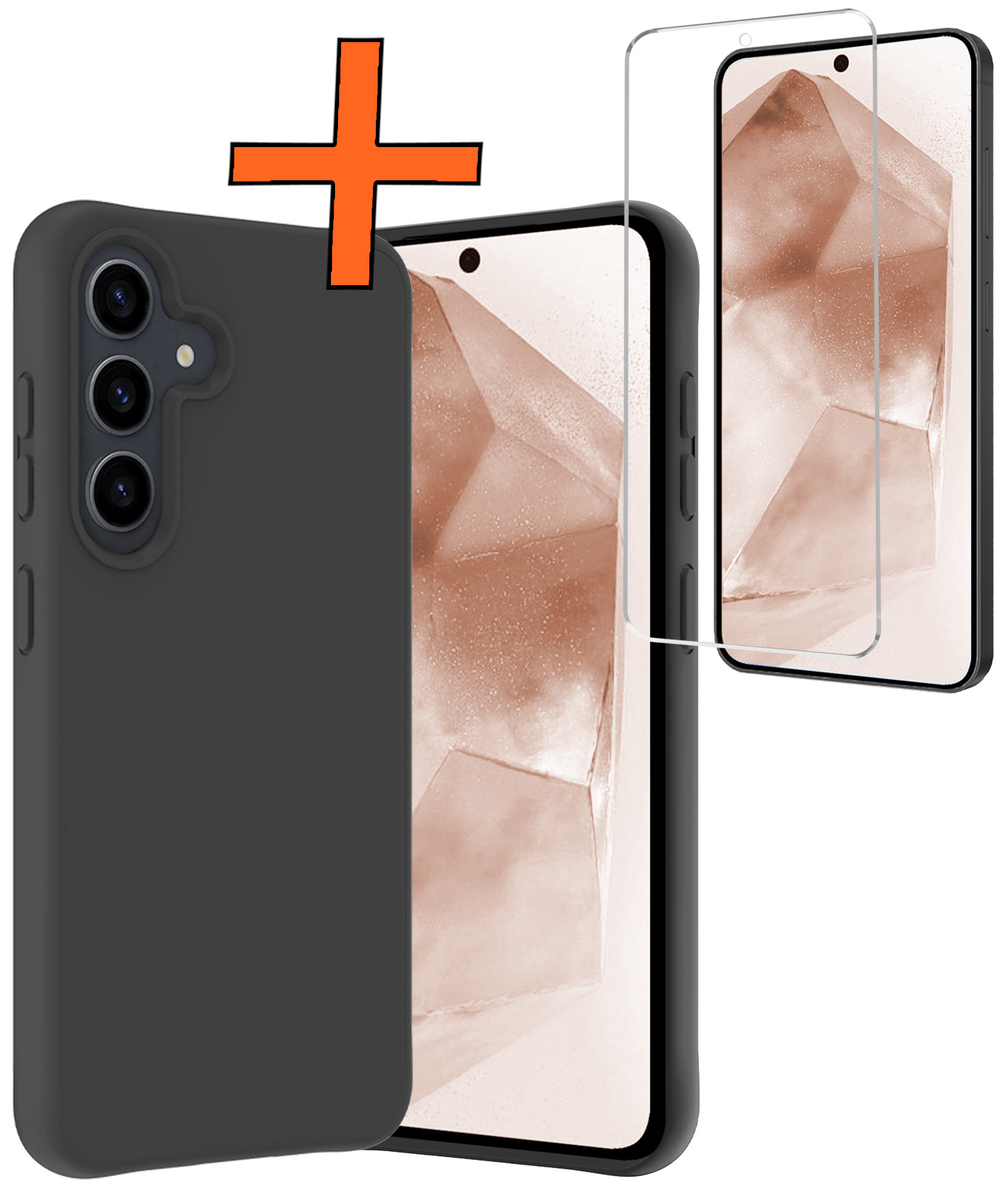 Nomfy Hoesje Geschikt voor Samsung A55 Hoesje Siliconen Cover Case Met Screenprotector - Hoes Geschikt voor Samsung Galaxy A55 Hoes Back Case - Zwart