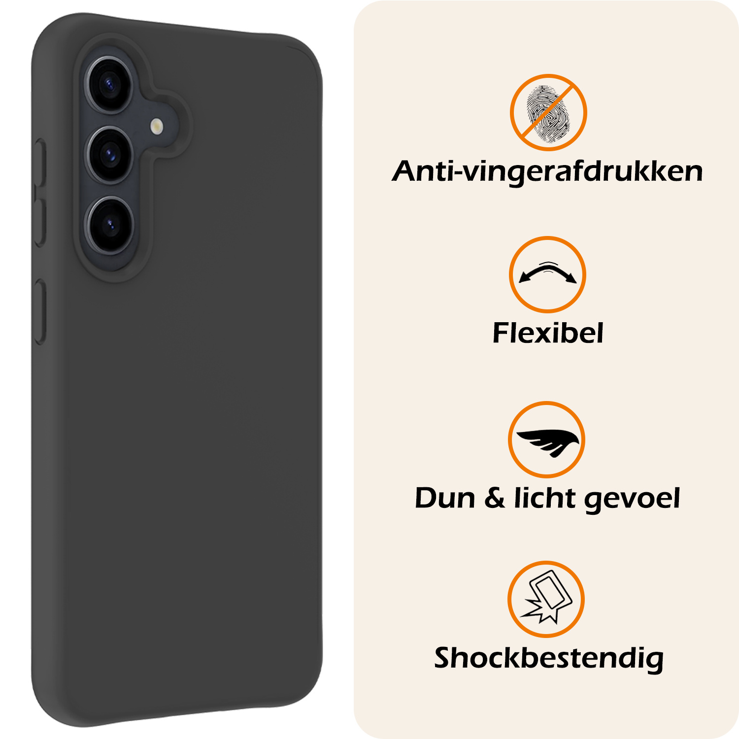 Nomfy Hoesje Geschikt voor Samsung A55 Hoesje Siliconen Cover Case Met Screenprotector - Hoes Geschikt voor Samsung Galaxy A55 Hoes Back Case - Zwart
