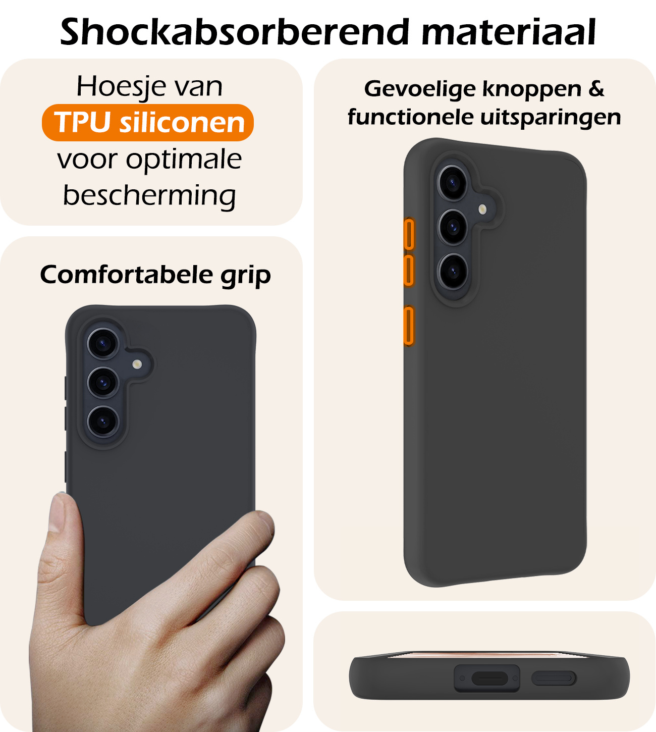Nomfy Hoesje Geschikt voor Samsung A55 Hoesje Siliconen Cover Case Met Screenprotector - Hoes Geschikt voor Samsung Galaxy A55 Hoes Back Case - Zwart