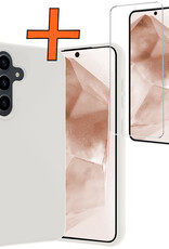 Nomfy Hoesje Geschikt voor Samsung A55 Hoesje Siliconen Cover Case Met Screenprotector - Hoes Geschikt voor Samsung Galaxy A55 Hoes Back Case - Wit