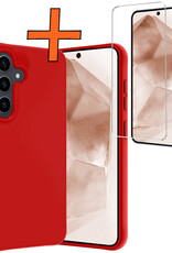 Nomfy Hoesje Geschikt voor Samsung A55 Hoesje Siliconen Cover Case Met Screenprotector - Hoes Geschikt voor Samsung Galaxy A55 Hoes Back Case - Rood