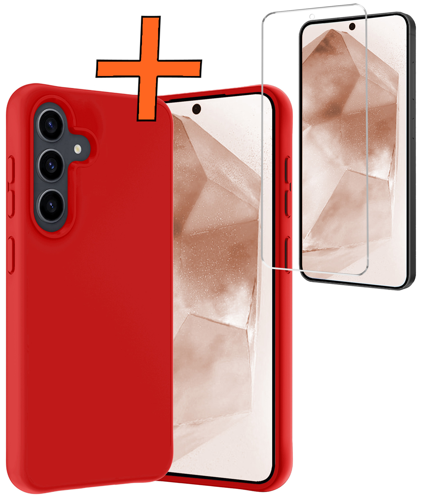 Nomfy Hoesje Geschikt voor Samsung A55 Hoesje Siliconen Cover Case Met Screenprotector - Hoes Geschikt voor Samsung Galaxy A55 Hoes Back Case - Rood