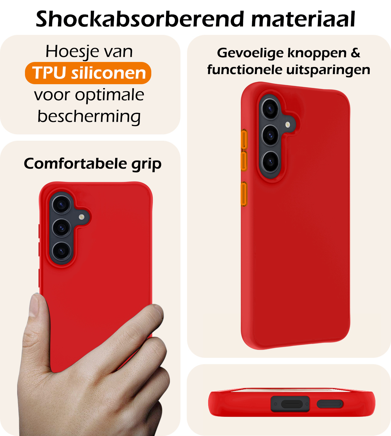Nomfy Hoesje Geschikt voor Samsung A55 Hoesje Siliconen Cover Case Met Screenprotector - Hoes Geschikt voor Samsung Galaxy A55 Hoes Back Case - Rood