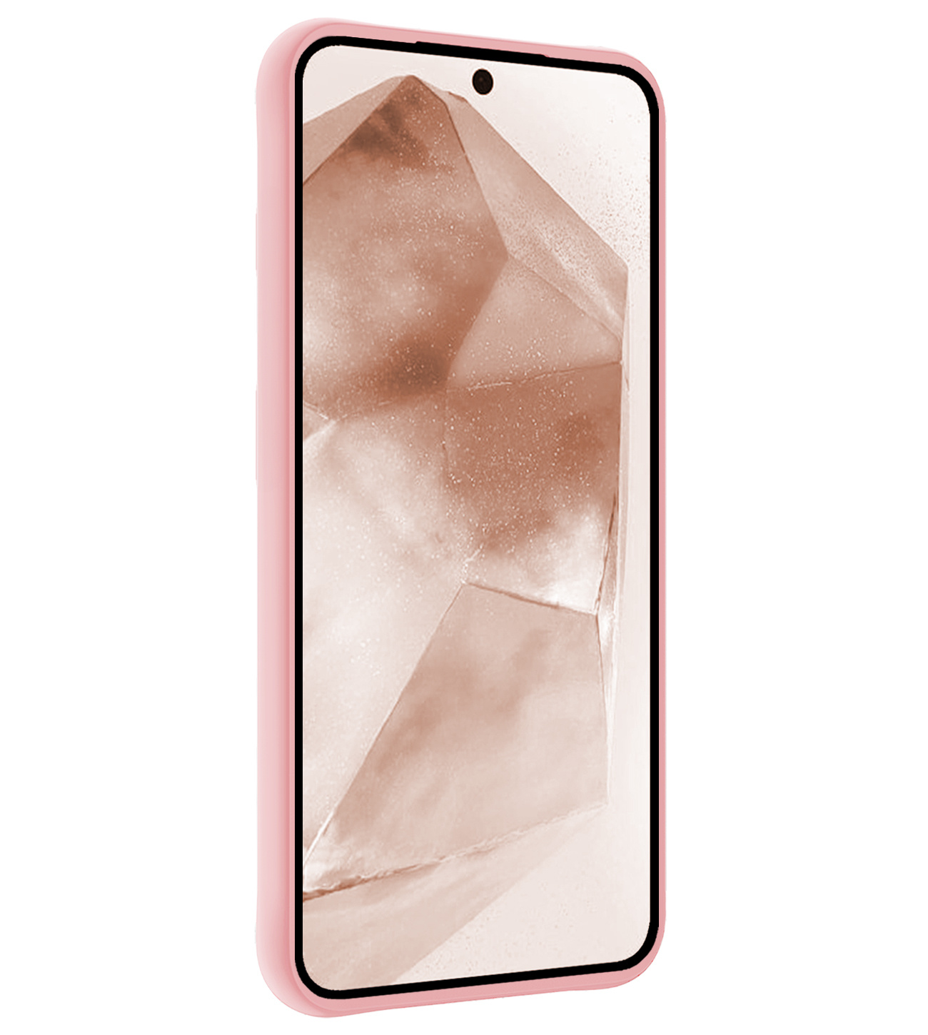 Nomfy Hoesje Geschikt voor Samsung A55 Hoesje Siliconen Cover Case Met Screenprotector - Hoes Geschikt voor Samsung Galaxy A55 Hoes Back Case - Lichtroze