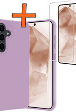 Nomfy Hoesje Geschikt voor Samsung A55 Hoesje Siliconen Cover Case Met Screenprotector - Hoes Geschikt voor Samsung Galaxy A55 Hoes Back Case - Lila