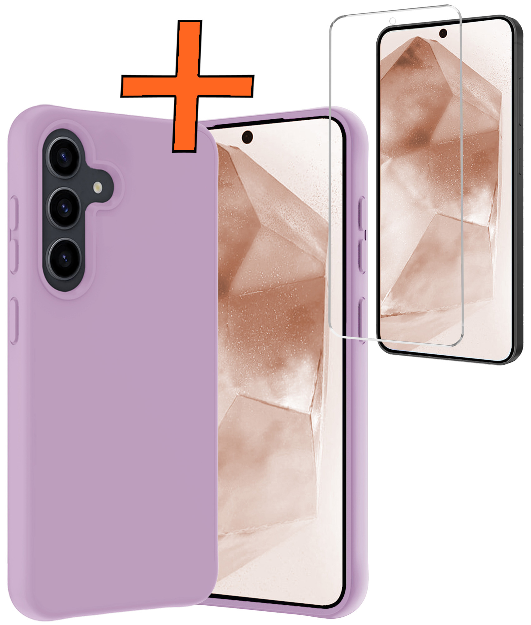 Nomfy Hoesje Geschikt voor Samsung A55 Hoesje Siliconen Cover Case Met Screenprotector - Hoes Geschikt voor Samsung Galaxy A55 Hoes Back Case - Lila