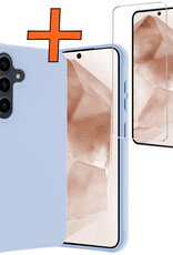 Nomfy Hoesje Geschikt voor Samsung A55 Hoesje Siliconen Cover Case Met Screenprotector - Hoes Geschikt voor Samsung Galaxy A55 Hoes Back Case - Lichtblauw