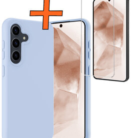 Nomfy Nomfy Samsung Galaxy A55 Hoesje Siliconen Met Screenprotector - Lichtblauw