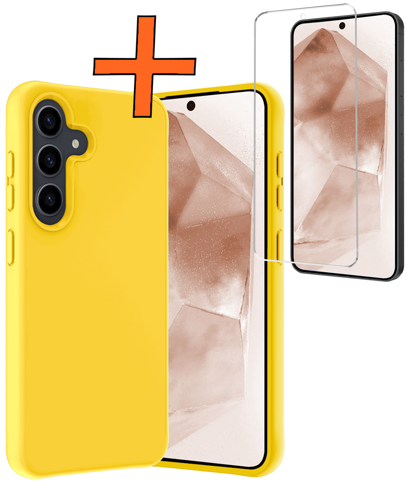 Nomfy Hoesje Geschikt voor Samsung A55 Hoesje Siliconen Cover Case Met Screenprotector - Hoes Geschikt voor Samsung Galaxy A55 Hoes Back Case - Geel