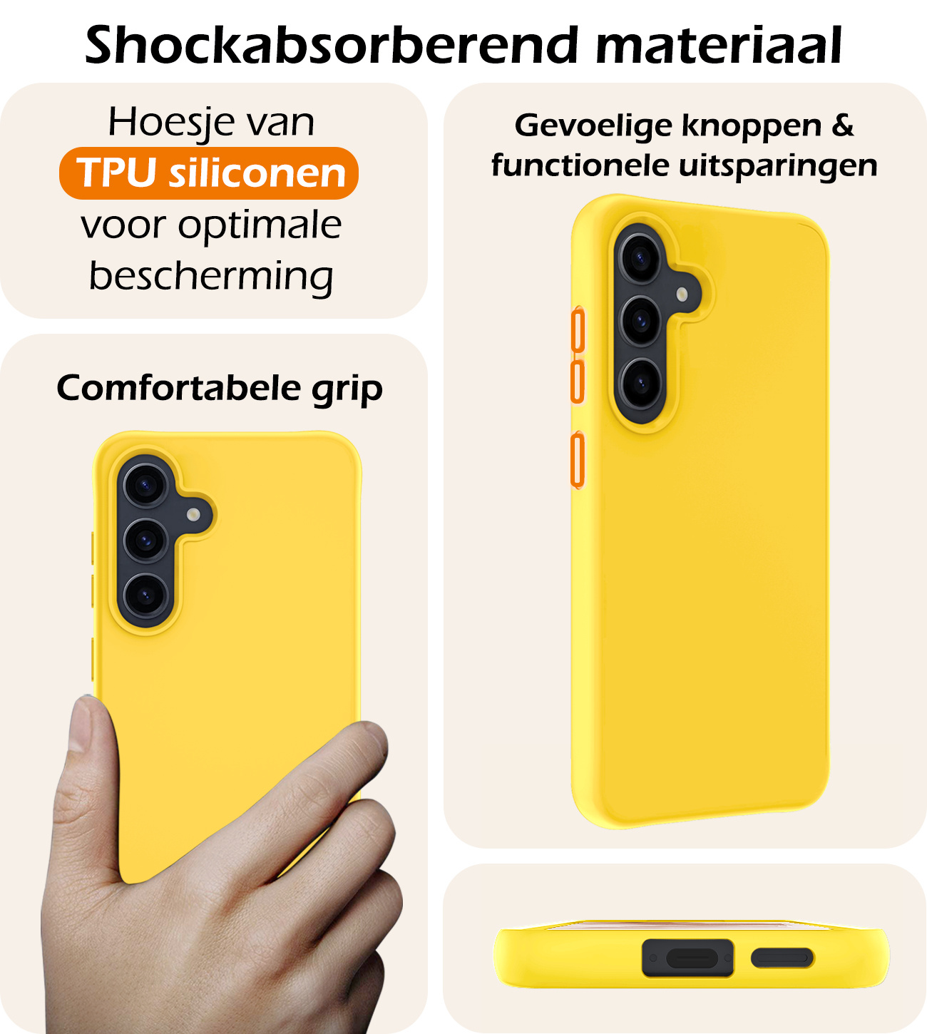 Nomfy Hoesje Geschikt voor Samsung A55 Hoesje Siliconen Cover Case Met Screenprotector - Hoes Geschikt voor Samsung Galaxy A55 Hoes Back Case - Geel
