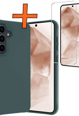 Nomfy Hoesje Geschikt voor Samsung A55 Hoesje Siliconen Cover Case Met Screenprotector - Hoes Geschikt voor Samsung Galaxy A55 Hoes Back Case - Donkergroen