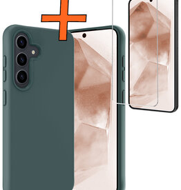 Nomfy Nomfy Samsung Galaxy A55 Hoesje Siliconen Met Screenprotector - Donkergroen