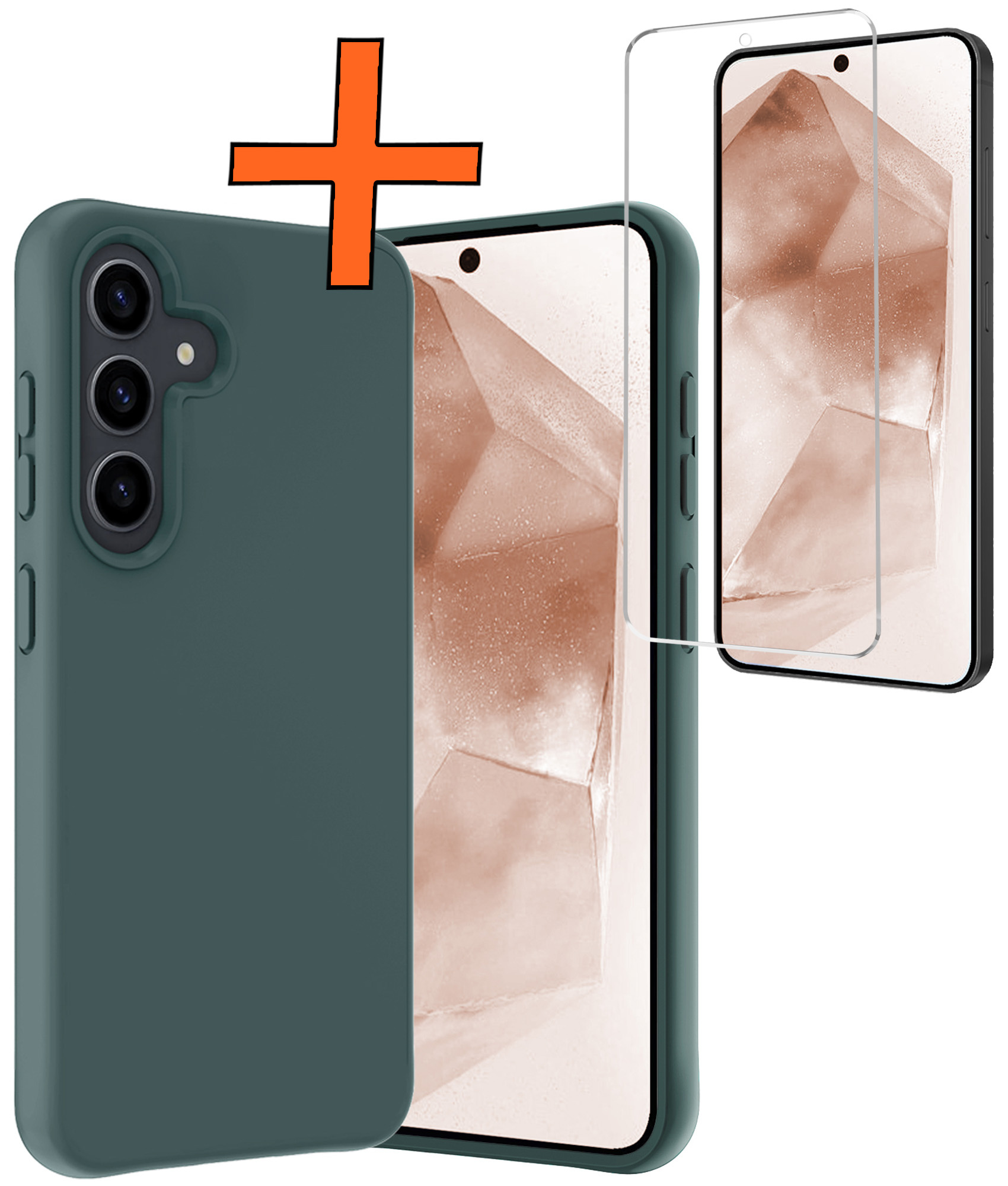 Nomfy Hoesje Geschikt voor Samsung A55 Hoesje Siliconen Cover Case Met Screenprotector - Hoes Geschikt voor Samsung Galaxy A55 Hoes Back Case - Donkergroen