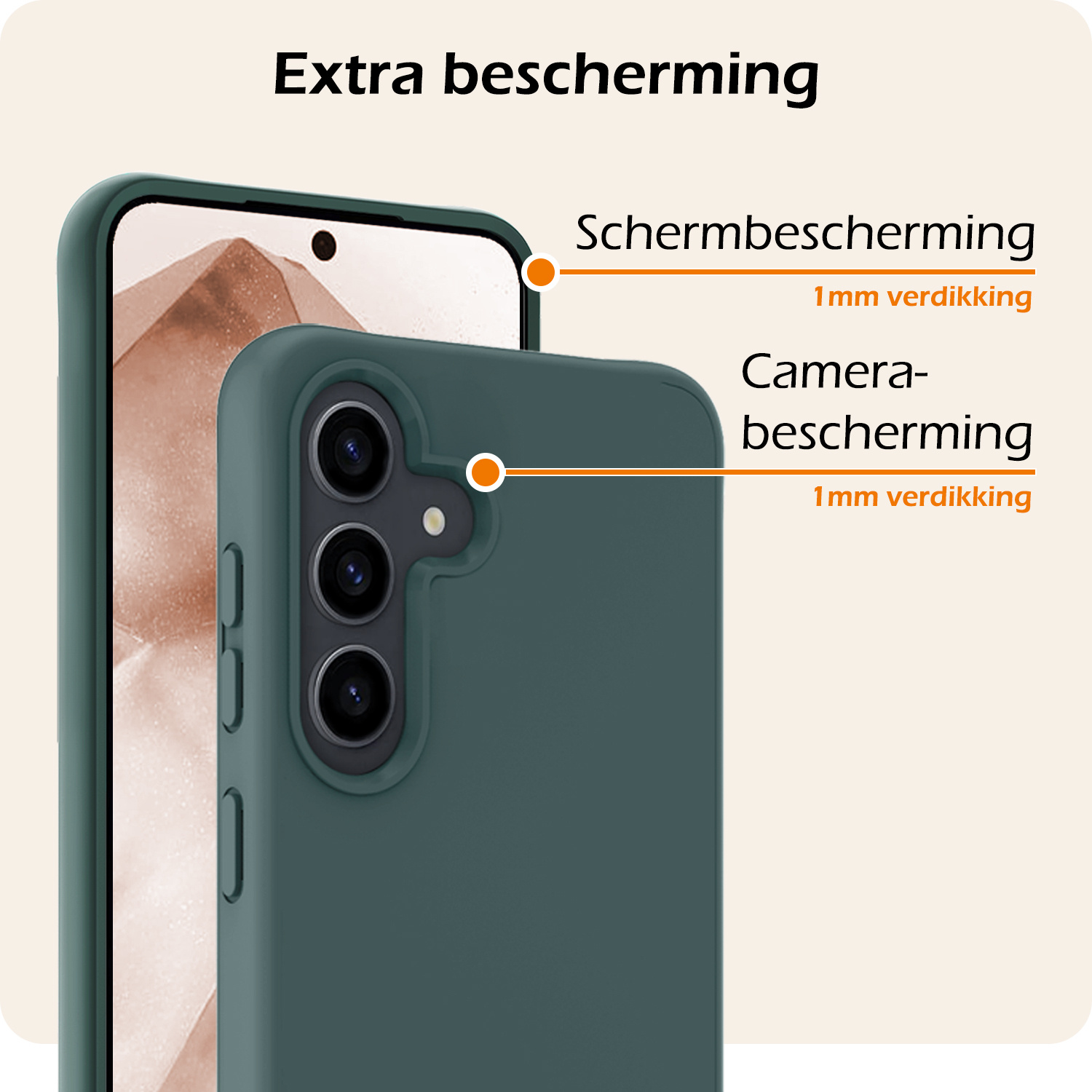 Nomfy Hoesje Geschikt voor Samsung A55 Hoesje Siliconen Cover Case Met Screenprotector - Hoes Geschikt voor Samsung Galaxy A55 Hoes Back Case - Donkergroen