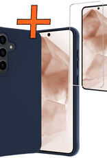 Nomfy Hoesje Geschikt voor Samsung A55 Hoesje Siliconen Cover Case Met Screenprotector - Hoes Geschikt voor Samsung Galaxy A55 Hoes Back Case - Donkerblauw