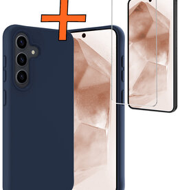 Nomfy Nomfy Samsung Galaxy A55 Hoesje Siliconen Met Screenprotector - Donkerblauw