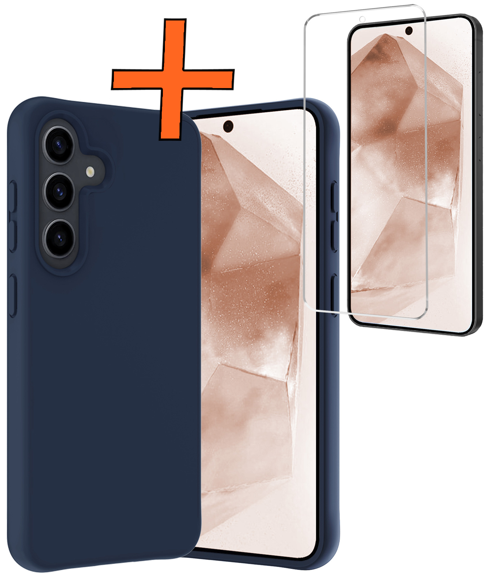 Nomfy Hoesje Geschikt voor Samsung A55 Hoesje Siliconen Cover Case Met Screenprotector - Hoes Geschikt voor Samsung Galaxy A55 Hoes Back Case - Donkerblauw