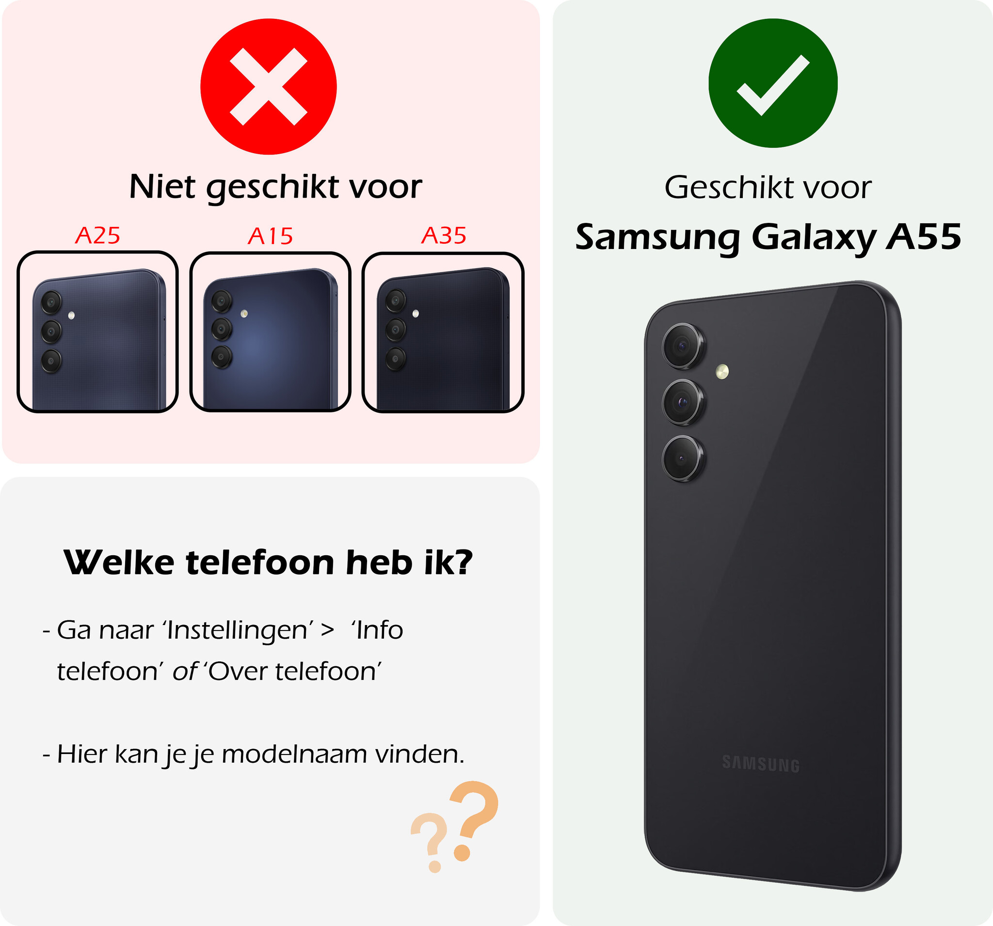 Nomfy Hoesje Geschikt voor Samsung A55 Hoesje Siliconen Cover Case Met Screenprotector - Hoes Geschikt voor Samsung Galaxy A55 Hoes Back Case - Donkerblauw
