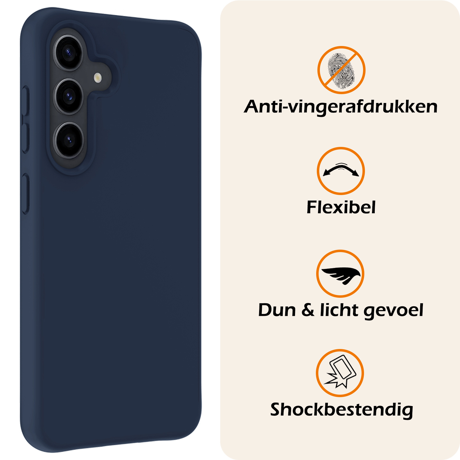 Nomfy Hoesje Geschikt voor Samsung A55 Hoesje Siliconen Cover Case Met Screenprotector - Hoes Geschikt voor Samsung Galaxy A55 Hoes Back Case - Donkerblauw