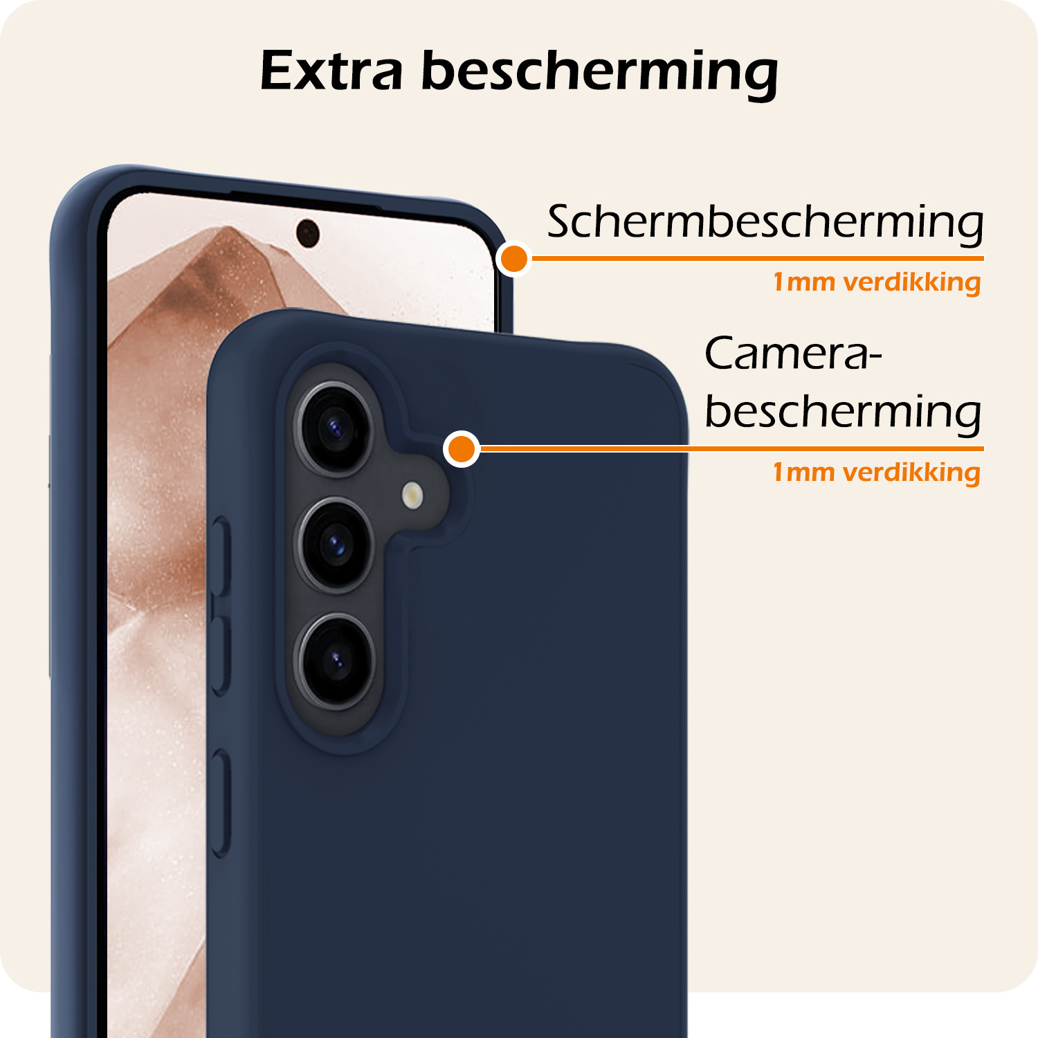 Nomfy Hoesje Geschikt voor Samsung A55 Hoesje Siliconen Cover Case Met Screenprotector - Hoes Geschikt voor Samsung Galaxy A55 Hoes Back Case - Donkerblauw