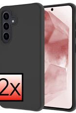 NoXx Hoes Geschikt voor Samsung A55 Hoesje Cover Siliconen Back Case Hoes - Zwart - 2x