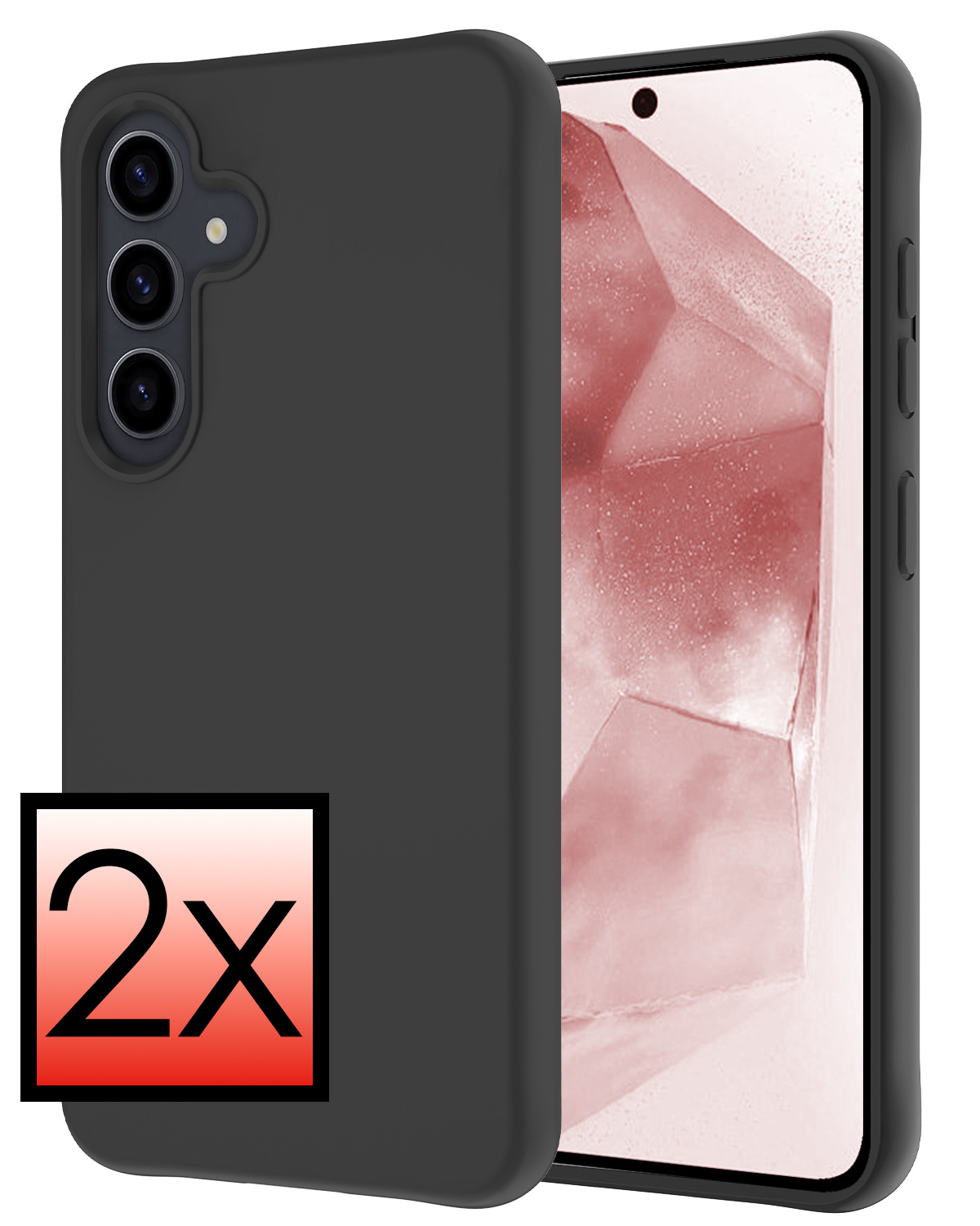 NoXx Hoes Geschikt voor Samsung A55 Hoesje Cover Siliconen Back Case Hoes - Zwart - 2x