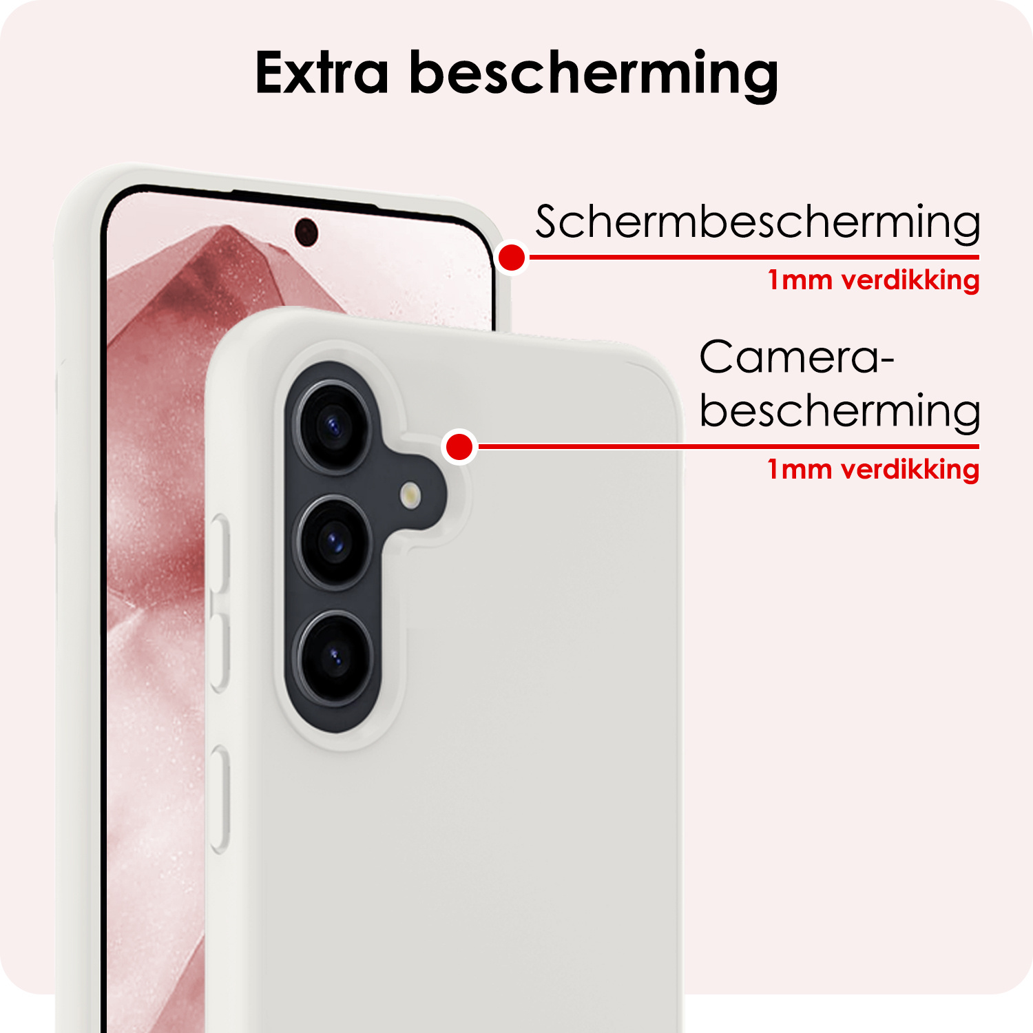 NoXx Hoes Geschikt voor Samsung A55 Hoesje Cover Siliconen Back Case Hoes - Wit - 2x