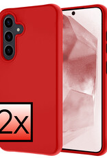 NoXx Hoes Geschikt voor Samsung A55 Hoesje Cover Siliconen Back Case Hoes - Rood - 2x