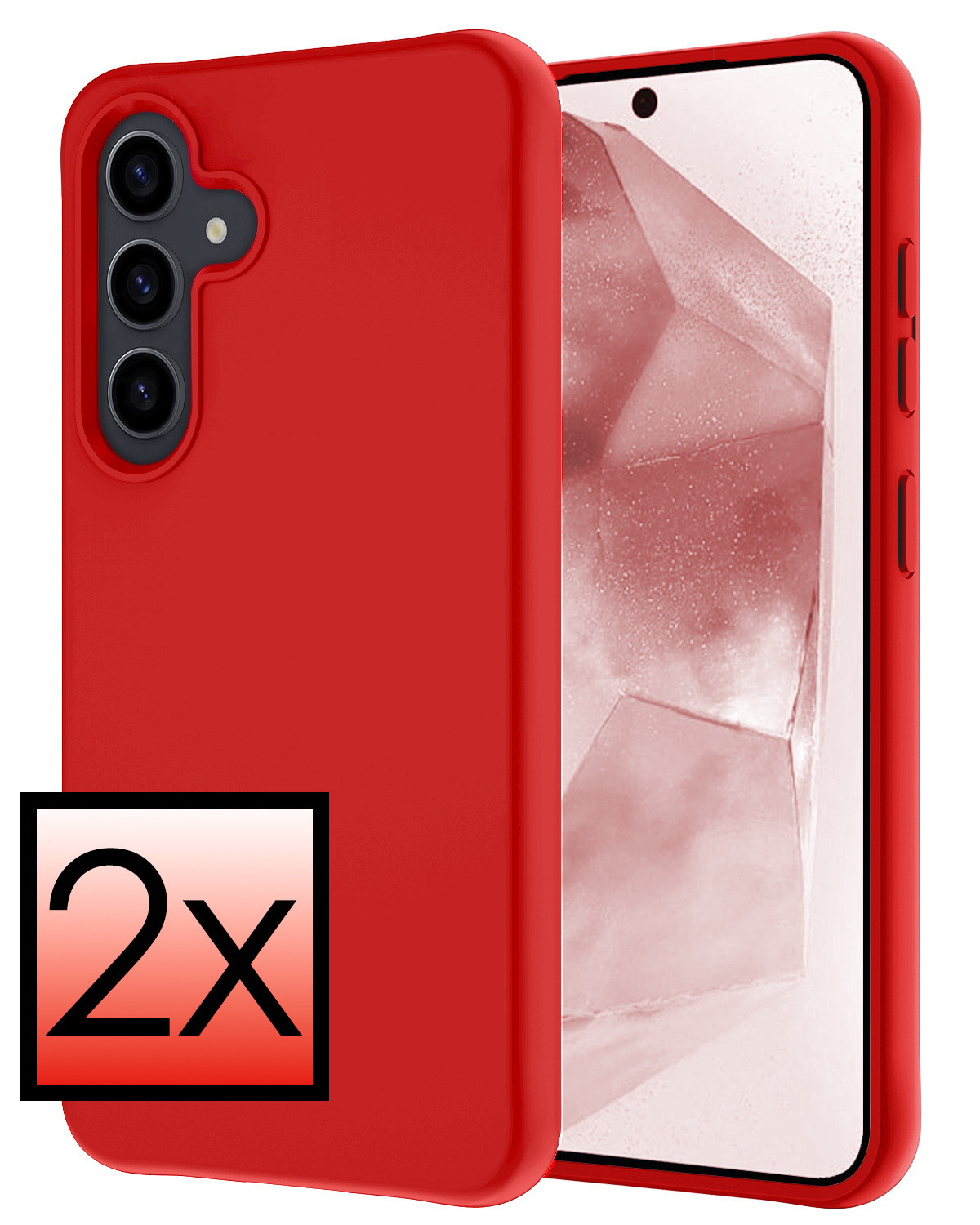 NoXx Hoes Geschikt voor Samsung A55 Hoesje Cover Siliconen Back Case Hoes - Rood - 2x