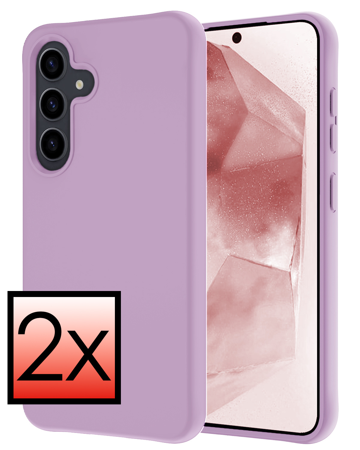 NoXx Hoes Geschikt voor Samsung A55 Hoesje Cover Siliconen Back Case Hoes - Lila - 2x
