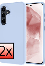 NoXx Hoes Geschikt voor Samsung A55 Hoesje Cover Siliconen Back Case Hoes - Lichtblauw - 2x